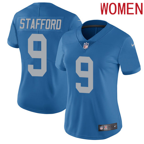 2019 Women Detroit Lions #9 Stafford blue Nike Vapor Untouchable Limited NFL Jersey style 2
